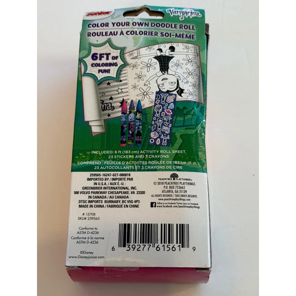 Disney Junior Vampirina Color Your Own Doodle Roll 6ft Activity Set with Crayons